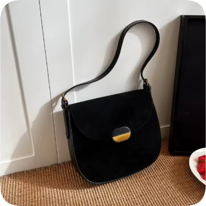 Bolso de Silla de Ante de Moda Bolso Hobo de Mango Superior a la Cota Bolso Cruzado con Asa de Círculo Underarm para Mujeres - 1