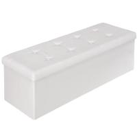 Taburete Plegable con Caja de Almacenamiento 110x38x38cm Taburete de Tipo PUF con Asiento de Cuero Sintético y Madera - details 4