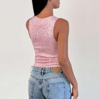 Camisetas Sin Mangas con Lentejuelas Brillantes Cuello Redondo, Top Corto, Moda para Mujeres y Clubes - details 2