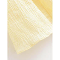 Elegante Vestido Amarillo de Lona Texturada Cuello Cuadrado A-Línea Casual de Vacaciones para Mujeres Verano 2025 - details 6