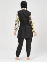 3 unids/set musulmán Burkini mujeres traje de baño impermeable largo traje de baño islámico traje de baño modesto (Top + pantalón + hijab) - details 3