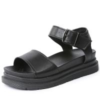 Sandalias de plataforma con correa en el tobillo para mujer, zapatos antideslizantes con punta abierta de Color sólido, zapatos informales para exteriores - details 5