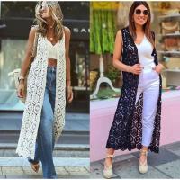 Cardecín Largo de Crochet para Mujer Sin Mangas, Suelto, Camisa de Moda Callejera con Flores - details 6