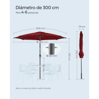 Sombrilla de Jardín 300 cm, UPF 50+, Parasol, 30 ° de Inclinación en dos Direcciones, con , para Patio, Terraza, , Piscina, sin Base, Beige GPU30BE - details 54