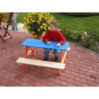 Asiento para niños fijado para Cuatro niños, como Conjunto de Estar con Mesa de Picnic o en el Casino, la Madera fsc, 90 x 85 x 45 cm, Colorido - details 5