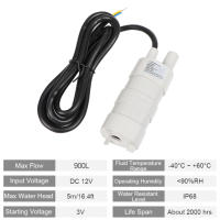 Bomba de agua sumergible DC 12V de alta elevación 840L/H 1M mini bomba de agua de plástico para ingeniería de flujo alto normal con batería - details 11
