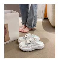 Popular] verano Baotou malla blanco zapatos de moda casual plataforma solo zapatos perezoso un pedal zapatillas de las mujeres desgaste exterior - details 21