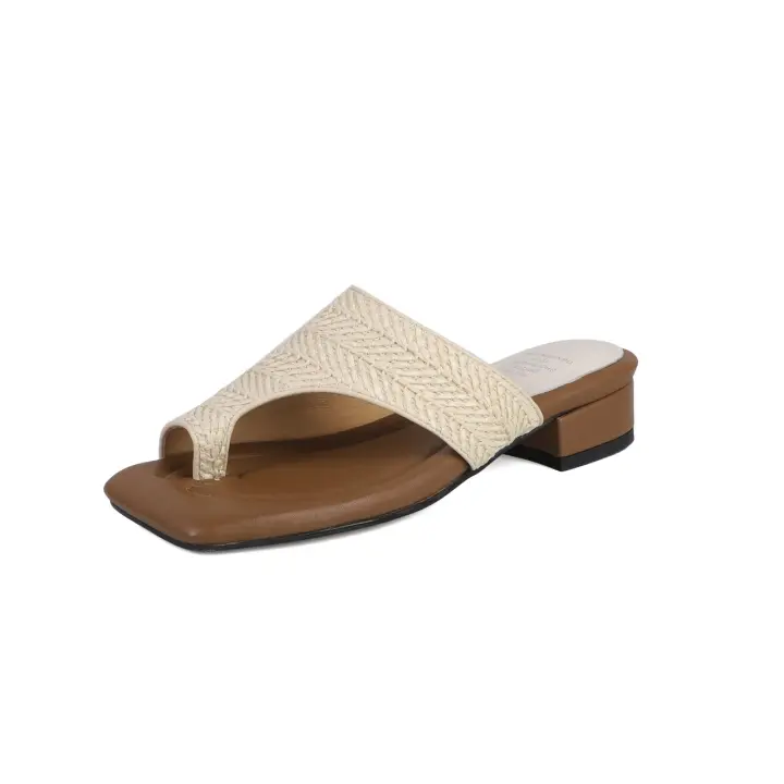 Sandalias Platas Retro Francesas con Punta Tejida Zapatillas de Moda para Mujeres 2025 - 1