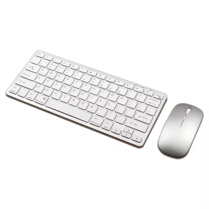 Teclado inalámbrico con Bluetooth, Mouse de tres modos, teclado recargable, soporte para tableta, ordenador portátil, Plata - 1