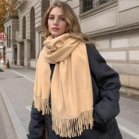 Bufanda de Cachemira de Color liso para mujer, chales gruesos y cálidos de Pashmina con borlas, manta femenina, Hijab, 2024 - details 22