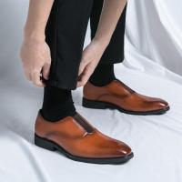 Zapatos Formales para Hombres Color Sólido, Tacón Bajo, Comodidad y Moda en Cuero de Juventud Transpirable - details 6