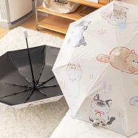 Paraguas de gato de dibujos animados de 3 costillas, protección UV, paraguas automático de protección solar para gatos, paraguas plegable ligero impermeable - details 5
