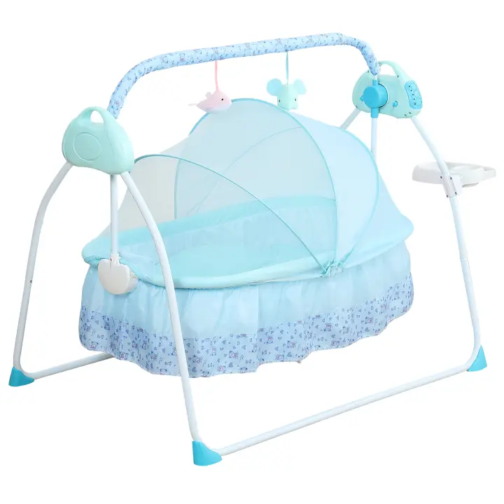 Balancín eléctrico para bebé, cuna, cama infantil, Bluetooth, música, capacidad de carga de 25kg - 1