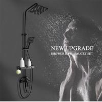 Juego de grifo de baño de latón contemporáneo con mezclador frío y caliente, cabezal de ducha tipo lluvia y cabezal de ducha de mano - details 1