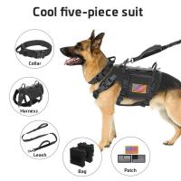 Correas Tácticas Militares Juego de Correa y Collar para Perros Vestido Táctico Grande MOLLE con Bolsas y Bandera - details 1