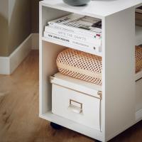 Mesa Auxiliar con 2 Estantes Consola Mesita de Noche con Ruedas Mesa Blanca Mesita 70 x 35 x 60 cm FBT34-W ES - details 6