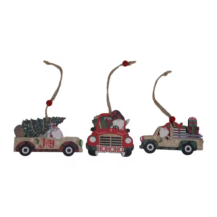 Adornos de árbol de Navidad de madera, artesanías colgantes duraderas y únicas para decoraciones, regalos, 3 uds. - 1