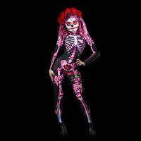 Disfraz de esqueleto aterrador para Halloween, mono de calavera de terror para la familia, trajes de pijama para fiesta de Carnaval - details 1