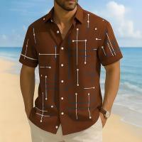 Camisa informal para hombre, moda de playa, rayas, manga corta, camisa transpirable de un solo pecho, ropa de calle de verano de gran tamaño, camisas para hombre - details 3