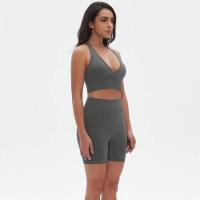 Conjunto deportivo Top deportivo transpirable, secado rápido, cuello en V, tejido de nailon - details 8
