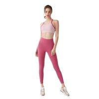 Conjunto de yoga con contraste de color para mujer, sujetador que absorbe los golpes de alto impacto con almohadillas fijas y mallas que levantan la cadera, ropa deportiva Fierss, gimnasio - details 9