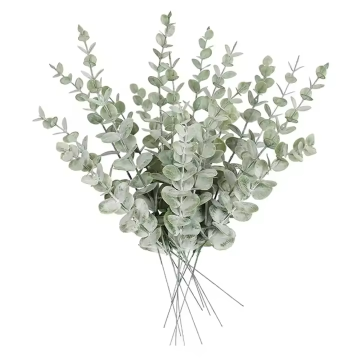 Ramos de flores artificiales para decoración del hogar, hojas verdes realistas, arreglo Floral, ramas, eucalipto, regalo de 20 piezas - 1