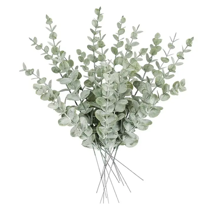 Ramos de flores artificiales para decoración del hogar, hojas verdes realistas, arreglo Floral, ramas, eucalipto, regalo de 20 piezas - 1