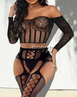 Ropa interior sexy para mujer, corsé ajustado, camiseta clásica sexy de manga corta a cuadros y conjunto de lencería con protectores de piernas sin forro - details 13