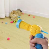 Juguetes para gatos, juguete interactivo de entrenamiento de lanzamiento para mascotas, gatitos, Mini juegos creativos de pistola de tiro, pelota de peluche elástica, suministros para mascotas - details 8