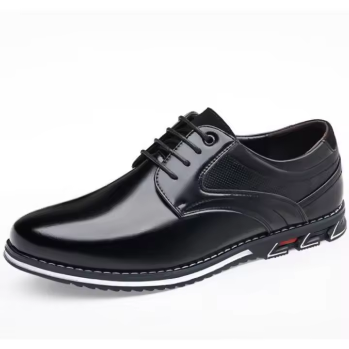 Zapatos De Cuero informales para Hombre, a la Moda Y Ligeros, De Cuatro Estaciones Con Cordones - 1