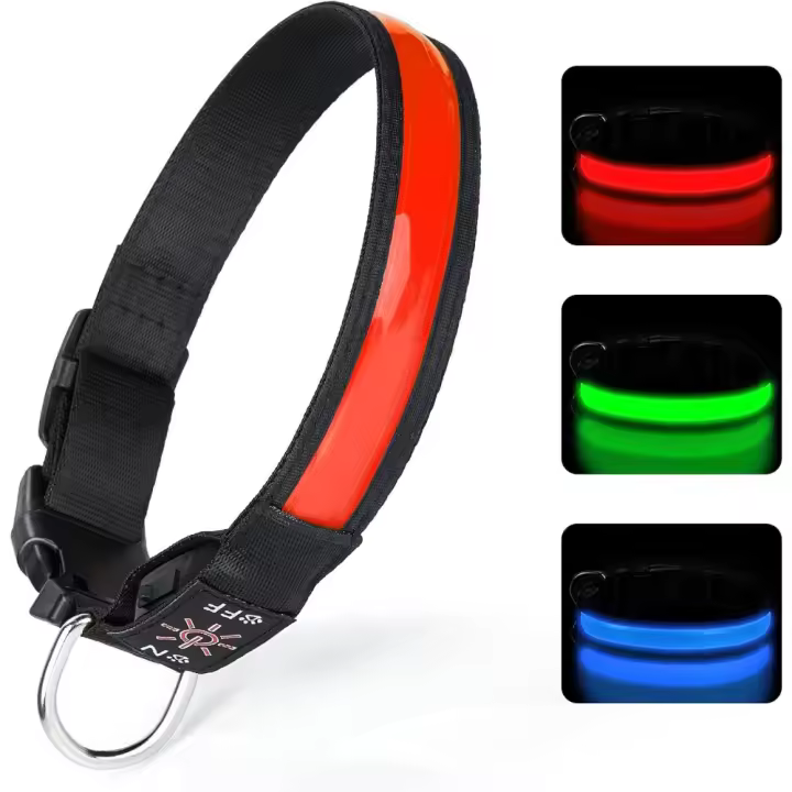 Collar Luminoso Recargable por USB para Perros Pequeños, luz LED Ajustable, 3 Modos de Iluminación - 1