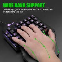 Mini teclado de una mano, teclado USB ultradelgado para juegos, retroiluminación con cable, Teclado mecánico para juegos, PC de escritorio - details 4