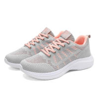 Zapatillas de correr informales grises para mujer, zapatillas de punto transpirables, zapatos deportivos ultraligeros para mujer - details 1