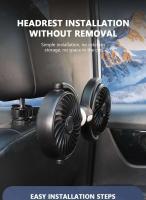 SEAMETAL-reposacabezas de refrigeración, ventiladores de doble cabezal, rotación multiángulo, ventilador de aire enfriador ajustable de 3 velocidades para accesorios de coche - details 8