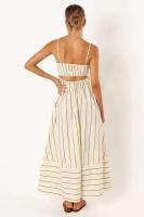 Vestido largo a rayas para mujer, ribete sin mangas con tirantes, cuello delgado, playa y fiesta, 2024 - details 8