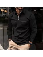 Camisa polo con bolsillo con cremallera, polo deportivo de manga larga para hombre - details 6