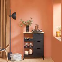 Carro de Almacenamiento Mueble Auxiliar Cocina Carrito de Servir con 3 Cajones 2 Estantes y 1 Bandeja Extraíble Negro - details 7