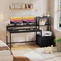 computadora cajones y estantes Impresora en,doméstico Reversible 175 cm Luces led,estantes Aprenr a Trabajar en Juegos,Negro - details 9