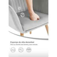 Silla de Comedor Estilo Vintage Juego de 1, Silla Cocina, Silla Nordica con Respaldo y Reposabrazos, Tela Pana, Estructura de Madera, Sillas para Tocador, Escritorio, Crema, EZS26cm-1 - details 14