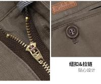 Pantalones Casuales de Cintura Alta para Hombres Color Sólido, Cintura Suelta, Algodón Puro, Doble Pliegue, Sin Arrugas - details 22