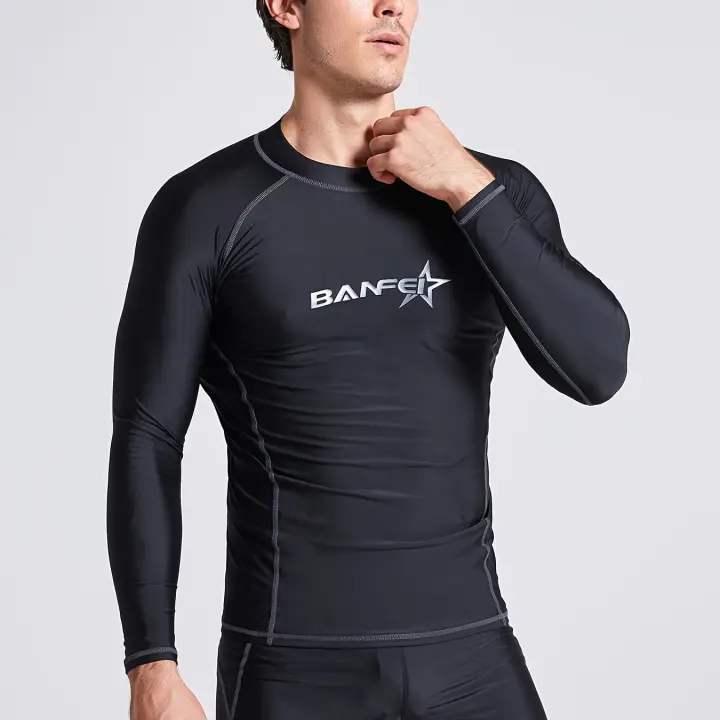 Protección Solar Para Hombres, Parte Superior De Traje De Baño De Cuello Alto, De Secado Rápido, Elástica - 1