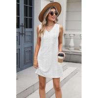 Nuevo Vestido informal de verano con cuello en V y Color sólido con cierre de palacio y bolsillo para mujer - details 31