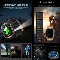 Reloj inteligente para hombre, pulsera deportiva táctica, resistente al agua, con linterna LED y brújula - details 3