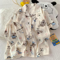 Pijama de Perro Feliz 2025 Algodón Nuboso Manga Corta Moda de Verano de Alta Gama para Mujeres - details 4