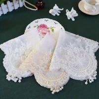 Tapete Bordado Con Cuentas De Encaje, Tela Floral De Ganchillo Vintage, Alfombrilla De Mesa Antiescaldado, 1 unidad - details 4