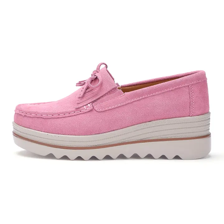 Mocasines de cuero de moda para mujer Slip Ons transpirables casuales sin cordones zapatos mocasines de plataforma - 1