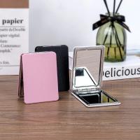 Espejo de maquillaje portátil para mujer, espejo de mano plegable de doble cara para cosméticos, cuero Pu, pequeño y compacto, r - details 2