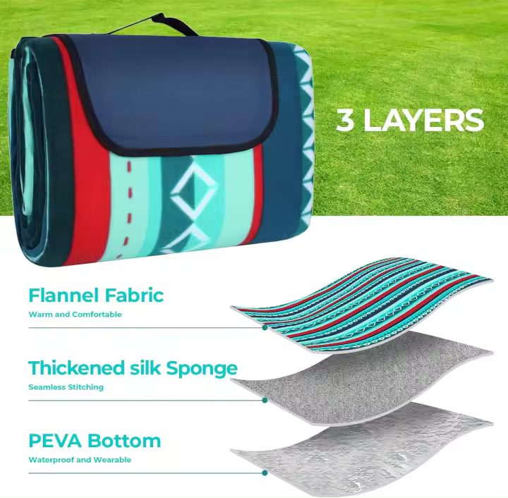 Manta de Picnic al aire libre impermeable, estera plegable para acampar, playa, césped, parque, boda - 1