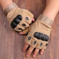 Guantes de motocicleta resistentes al desgaste, guantes de carreras Vintage antideslizantes, guantes de cuero de cabra sin dedos, guantes de medio dedo para deportes al aire libre - details 5