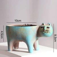 ETA jugoso de cerámica en forma de gato, jarrón de simulación de cómic animal, planta de interior ETE, decoración del hogar - details 2